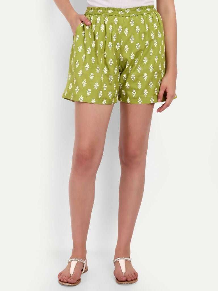 Alvano Printed Blue, Green Boxer Shorts, Night Shorts, Regular Shorts, Bermuda Shorts