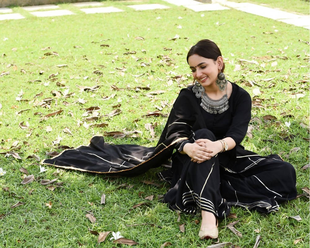 Cheera Black Sharara Kurta set