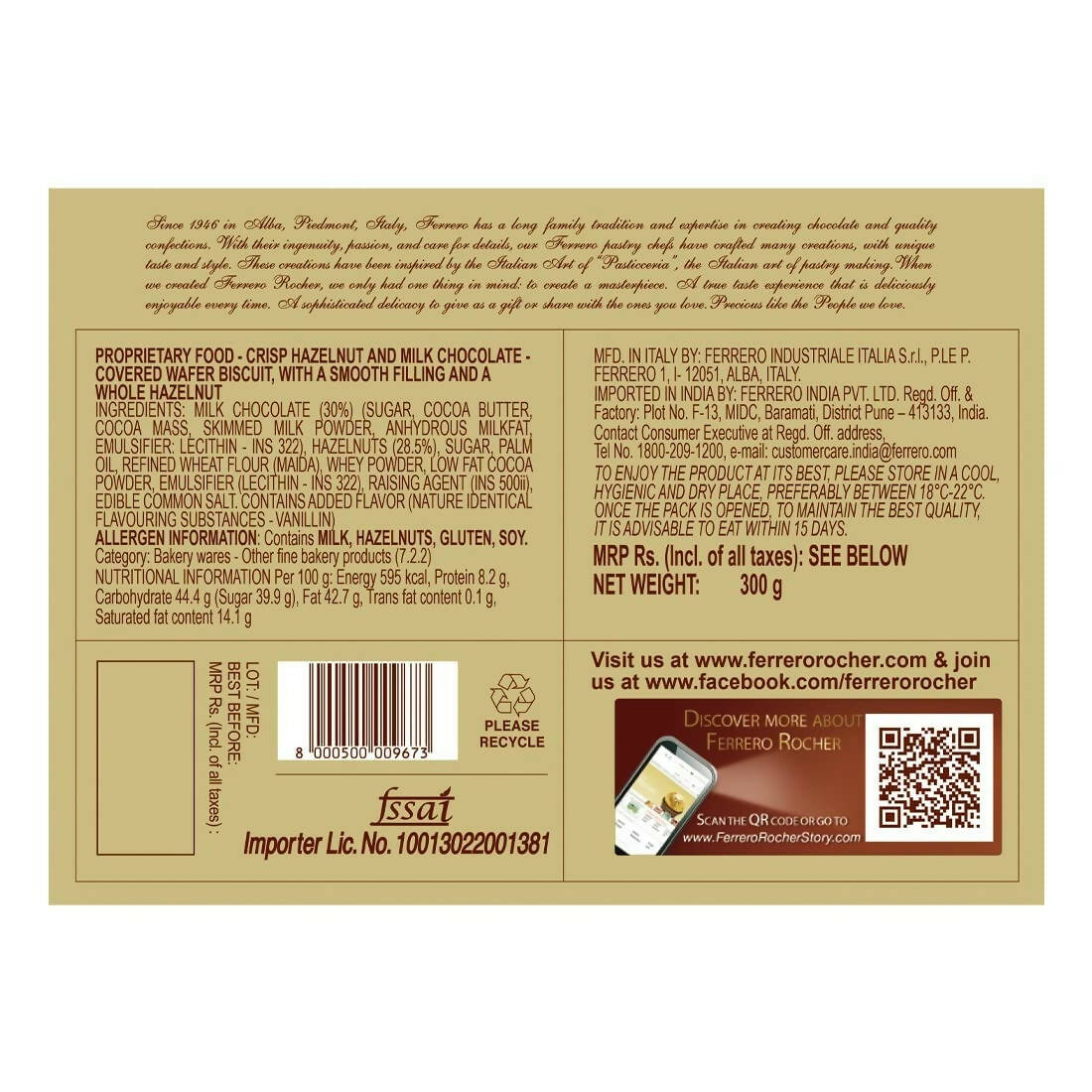 Ferrero Rocher Exquisite Hazelnut And Milk Chocolate | Premium Gift Box Rich, Creamy, Crunchy and Nutty Chocolate For Special Occasions 