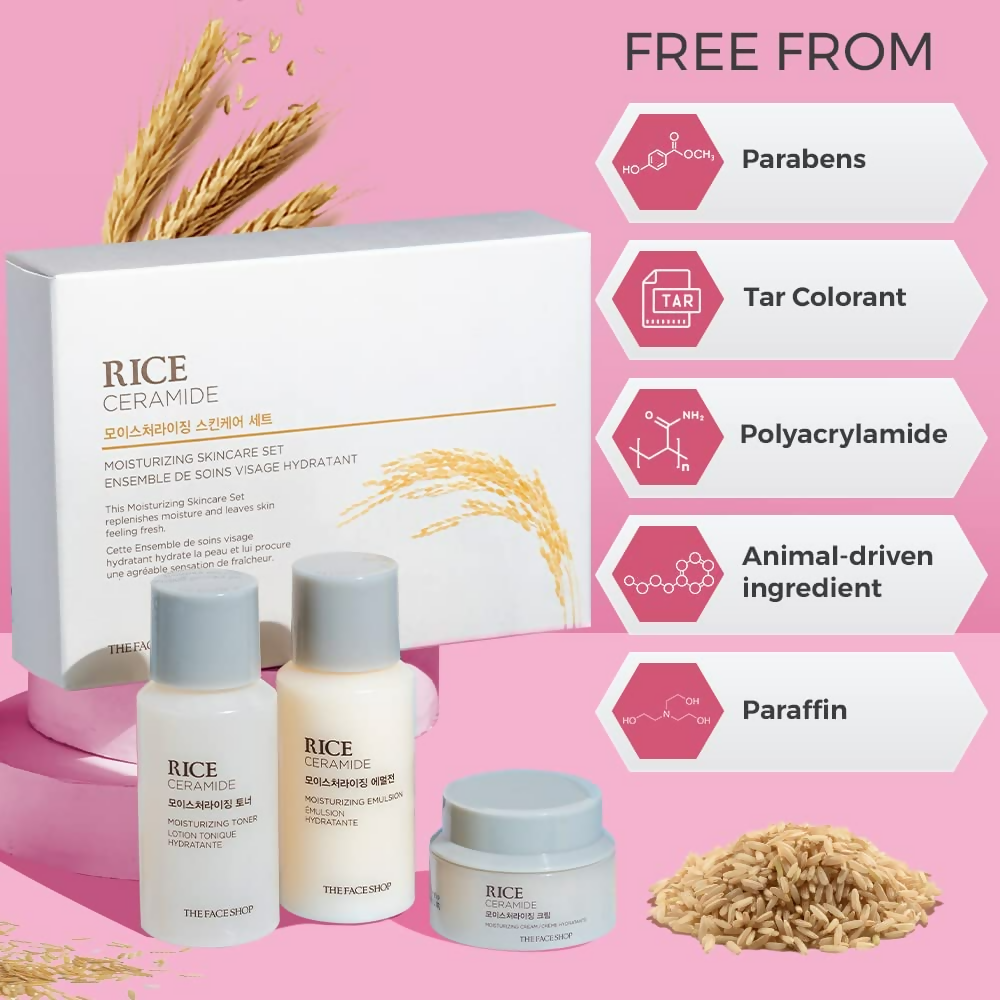 The Face Shop Rice & Ceramide Moisturizing Skincare Set Kit  Grab2Buy The Face Shop Grab2Buy