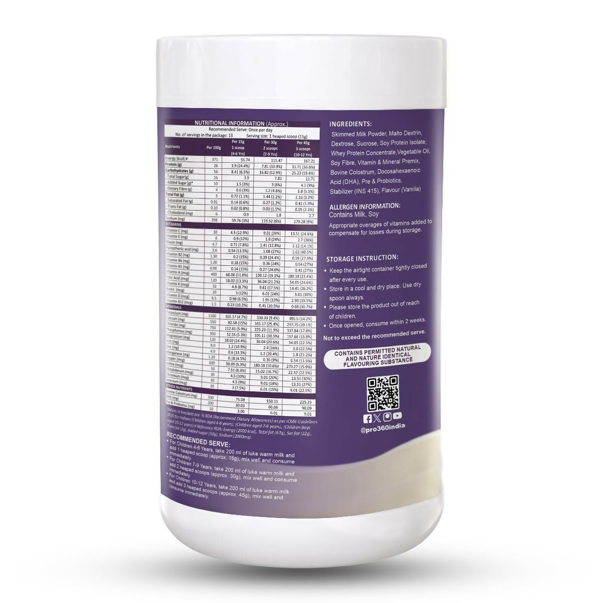 Pro360 Kidspro Protein Powder Child Nutrition for Growing Children, Improves Growth & Active Strong Kids 