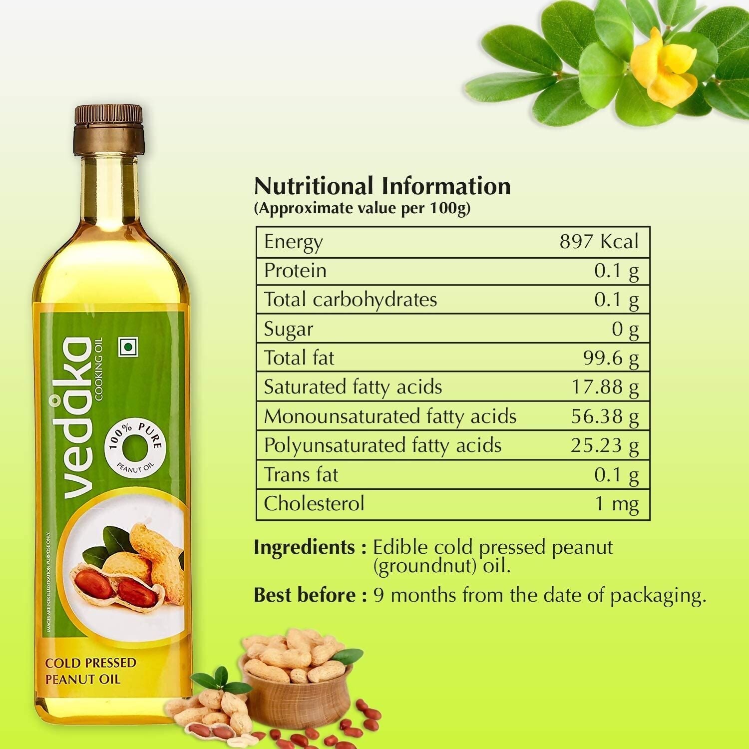 Vedaka Cold Pressed Peanut (Groundnut) Oil - Distacart
