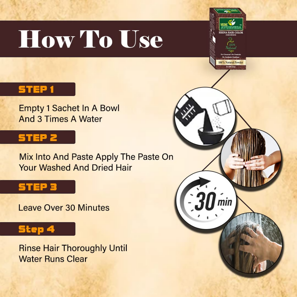 VedicAyurveda Henna Based Hair Colour - dark brown & Chestnut Brown  Grab2Buy VedicAyurveda Grab2Buy