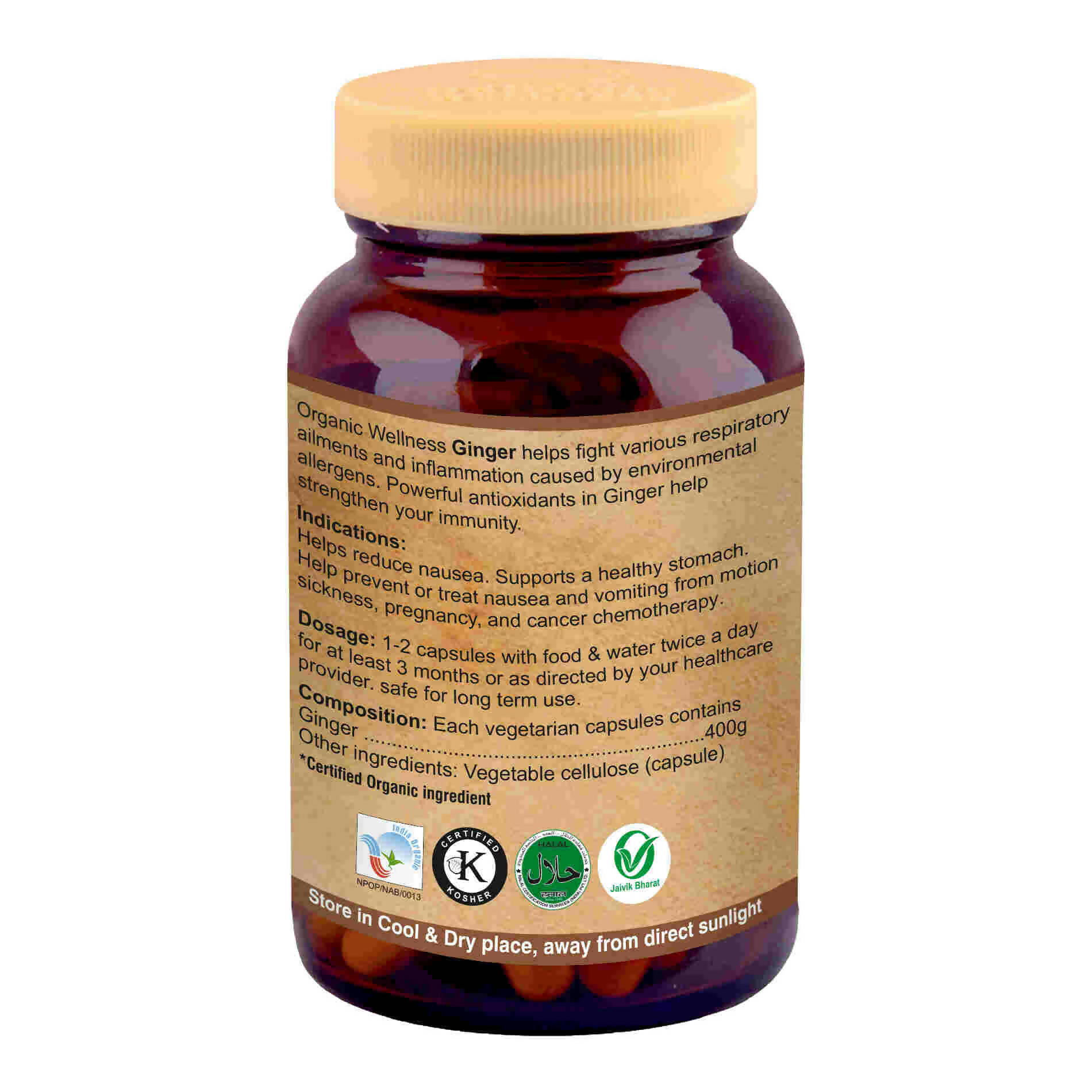 Organic Wellness Ginger Vegetarian Capsules - Grab2buy