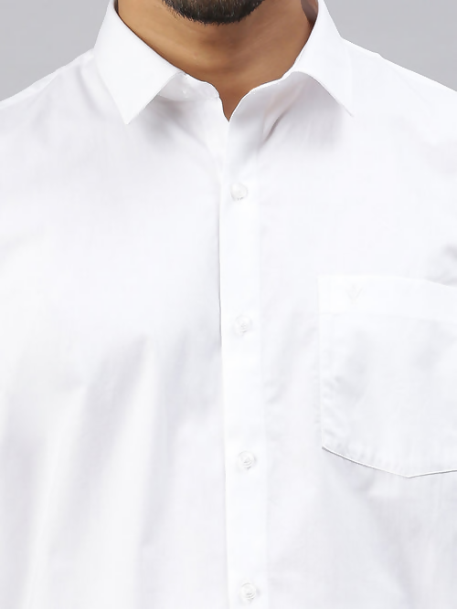 Ramraj Cotton Mens Half Sleeve White Shirt Plus Size - Breeze Cotton 