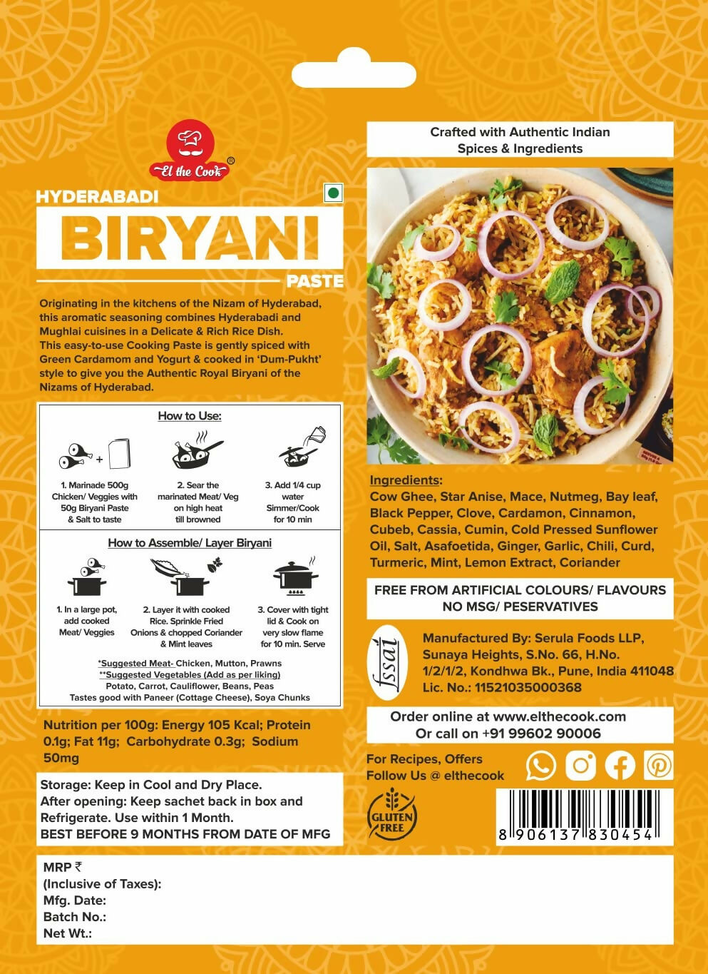 EL The Cook Nizami Biryani Marinade - Medium Spicy Masala Paste 