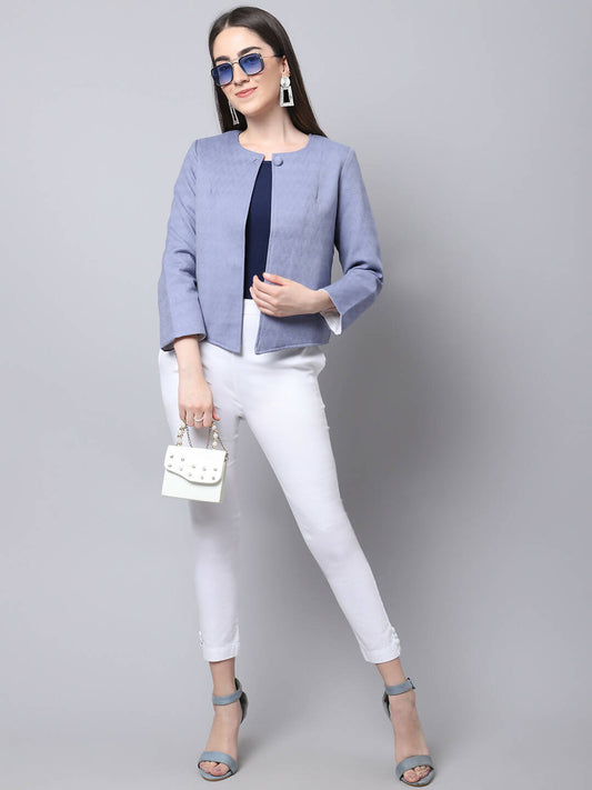 Even Apparels Grey 100% Viscose Open Front Statement Women's Jacket - Grab2buy
