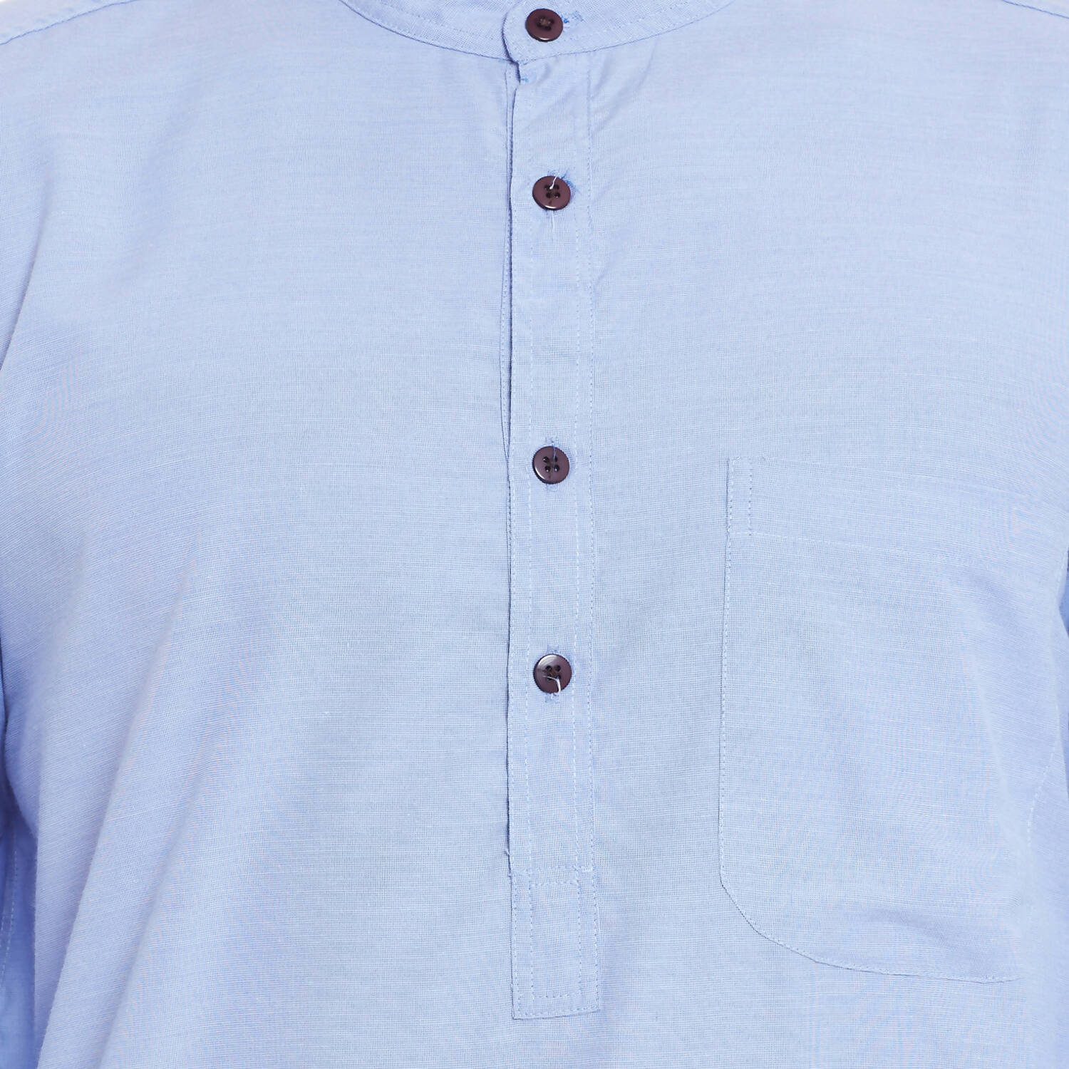 Even Apparels Blue Color Pure Cotton Men's Kurta With Band Collar 