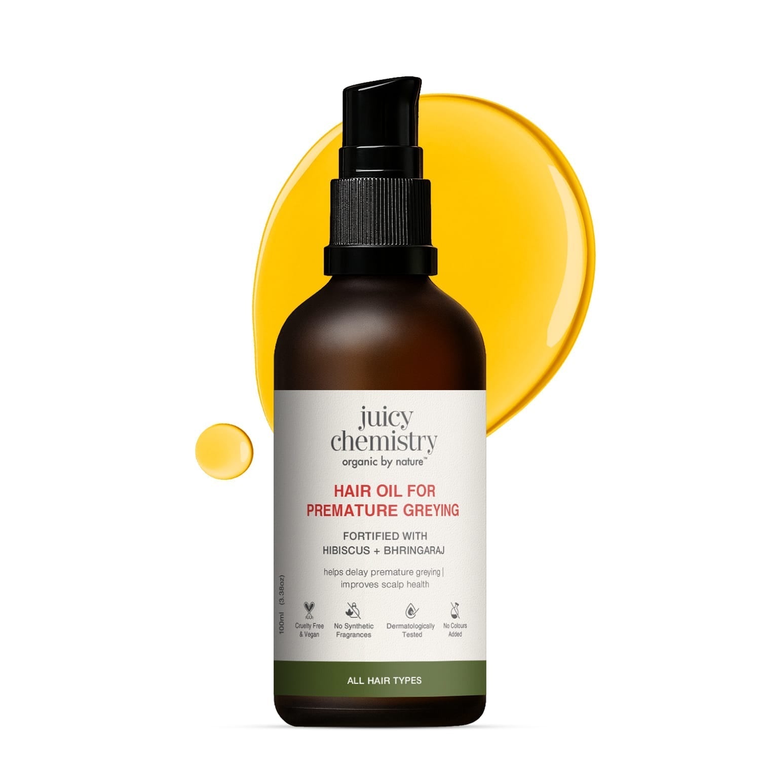 Hair Oil for Premature Greying Fortified with Hibiscus + Bhringaraj 