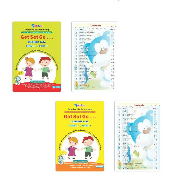 Tiny Tots Get Set Go Preschool Learning Junior KG Books Set of 4| Term wise Education Books| Ages 4-5 Years  Grab2Buy Sheth Books Grab2Buy