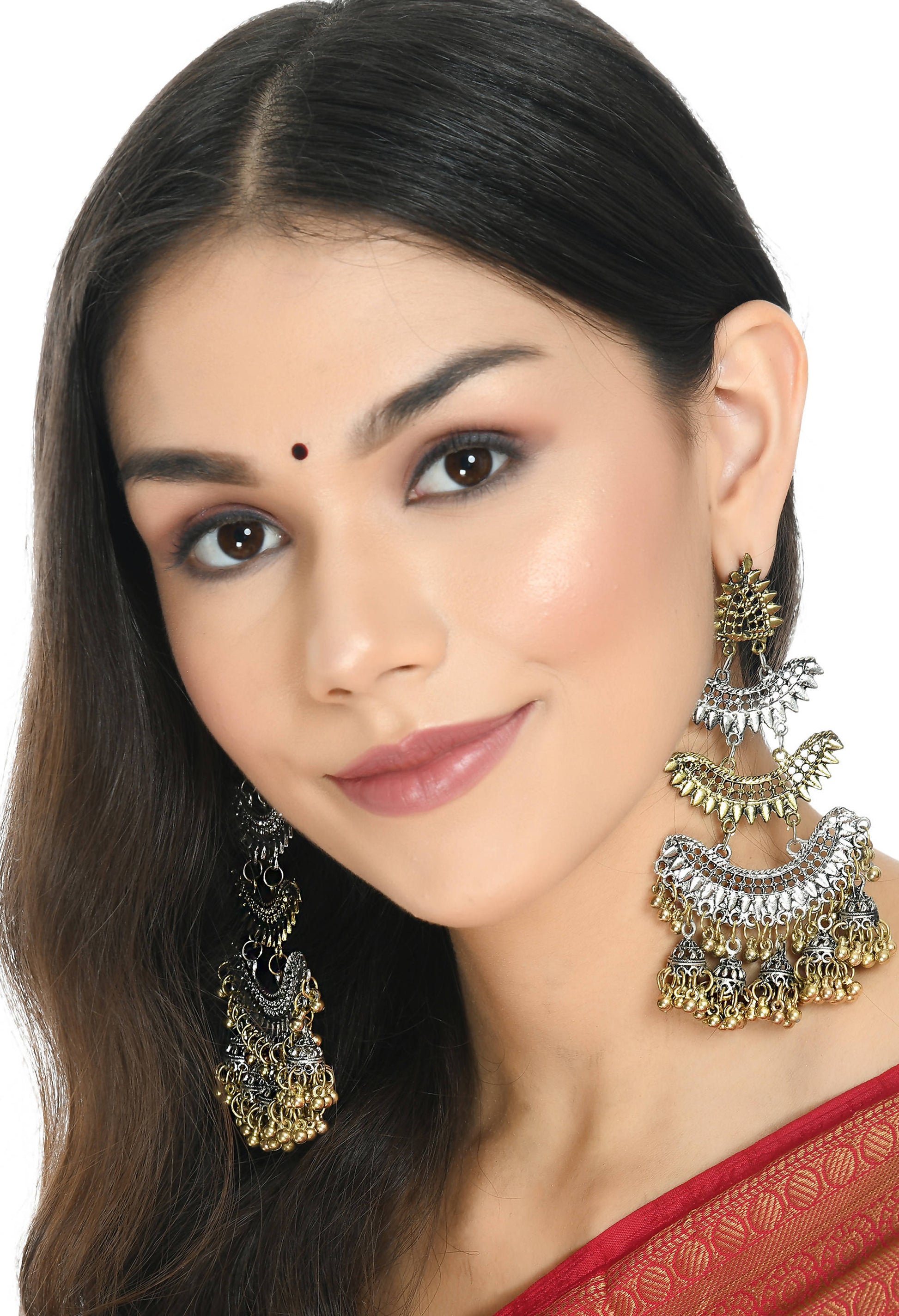 Mominos Fashion Johar Kamal Beautiful Silver & Gold Earrings - Grab2buy