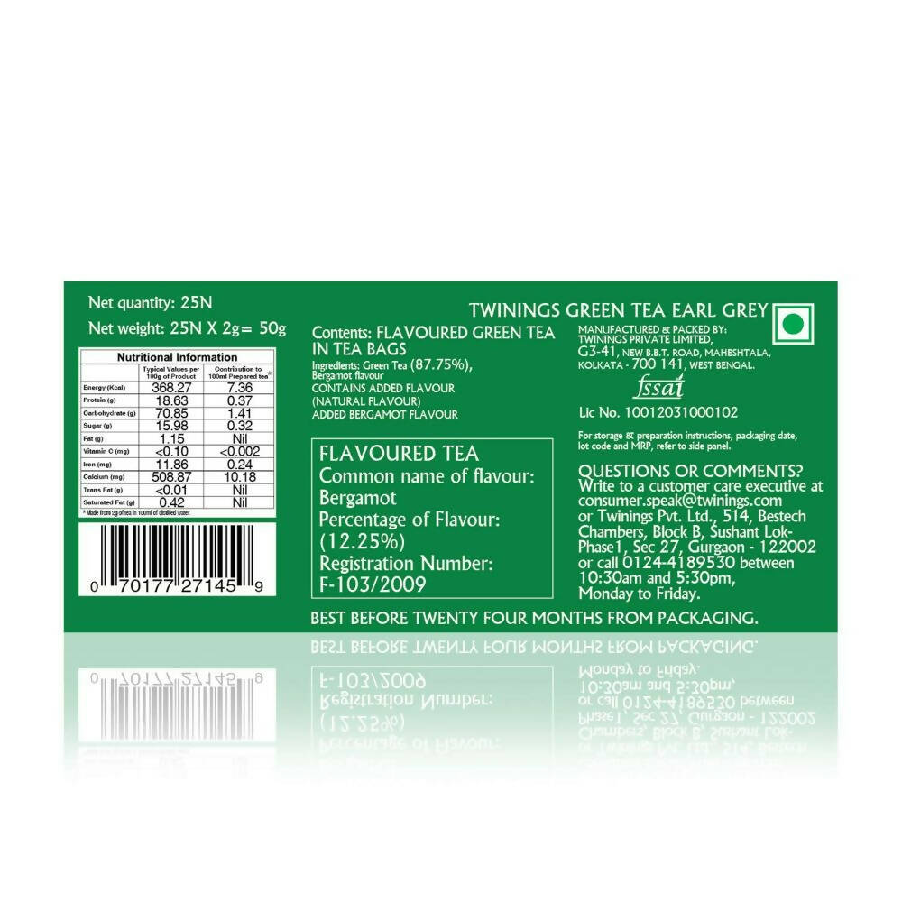 Twinings Green Tea Earl Grey Teabags 