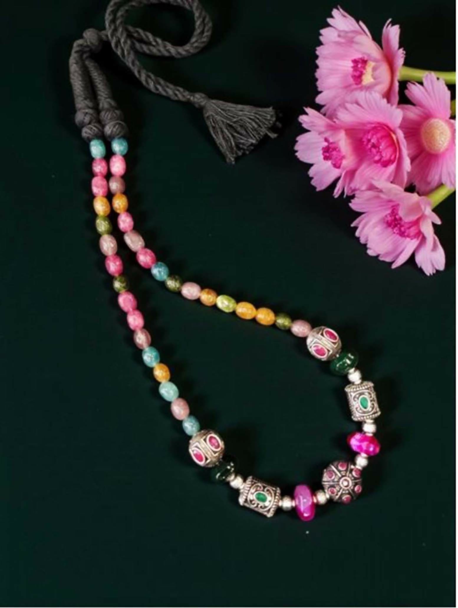 Joban Fashion Women Multi Victorian Beads Necklace With Violet Quartz Beads