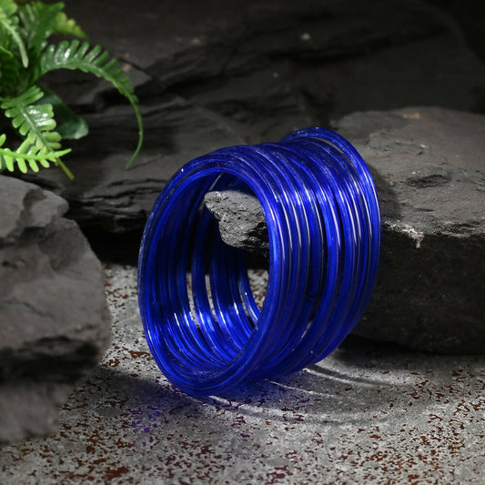 Afast Shining Blue Glass Party, Wedding, Daily Use Bangle Set, Pack Of 12 | Grab2Buy