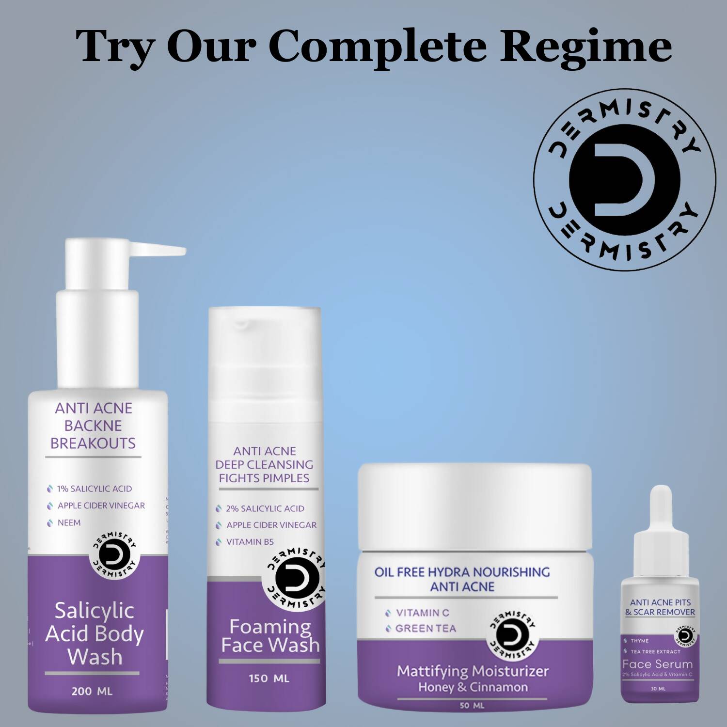 Dermistry Salicylic Acid Anti Acne Face Serum & Anti Acne Foaming Face Wash 