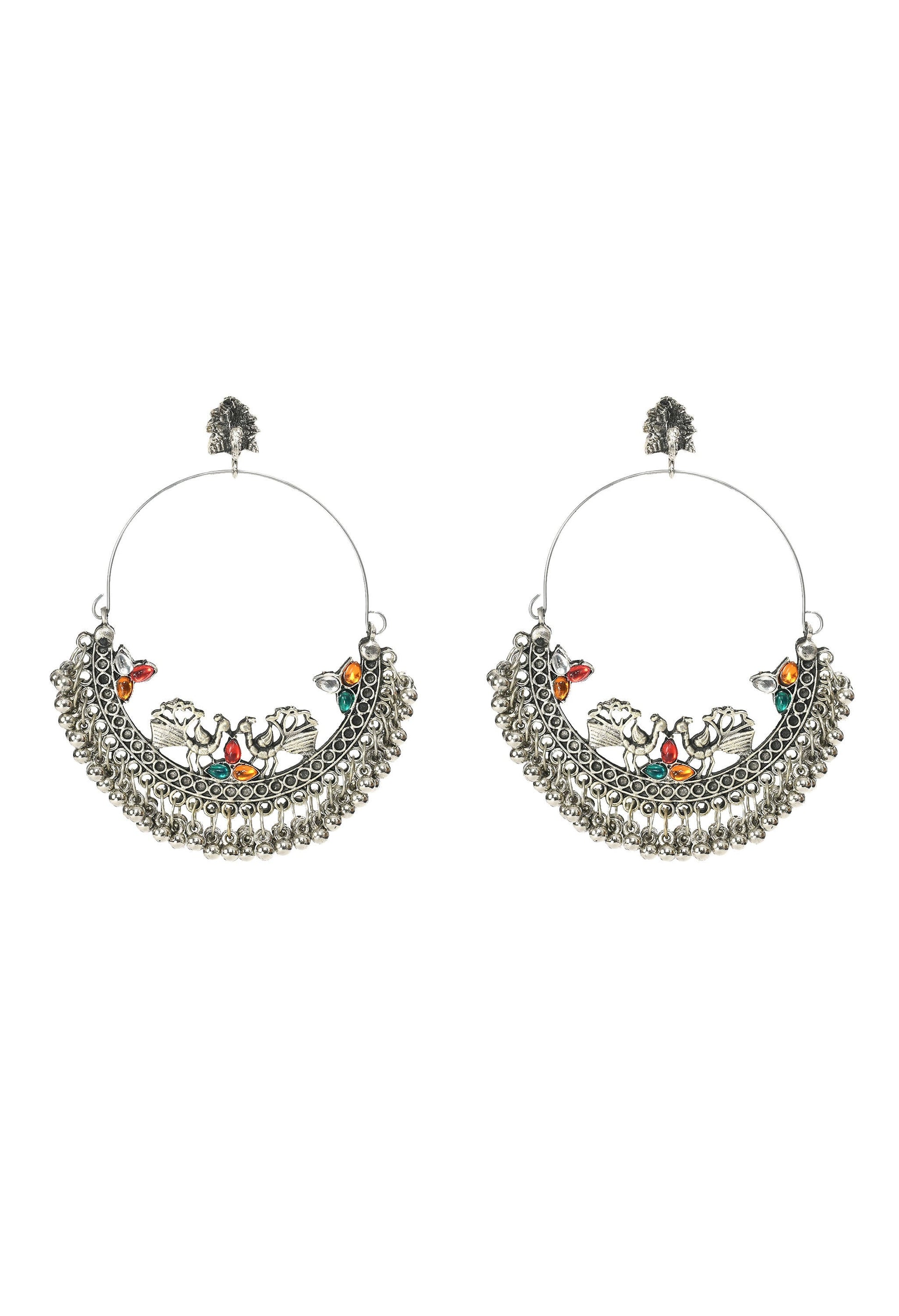 Mominos Fashion Johar Kamal Beautiful Peacock Design Chandbali Earrings 