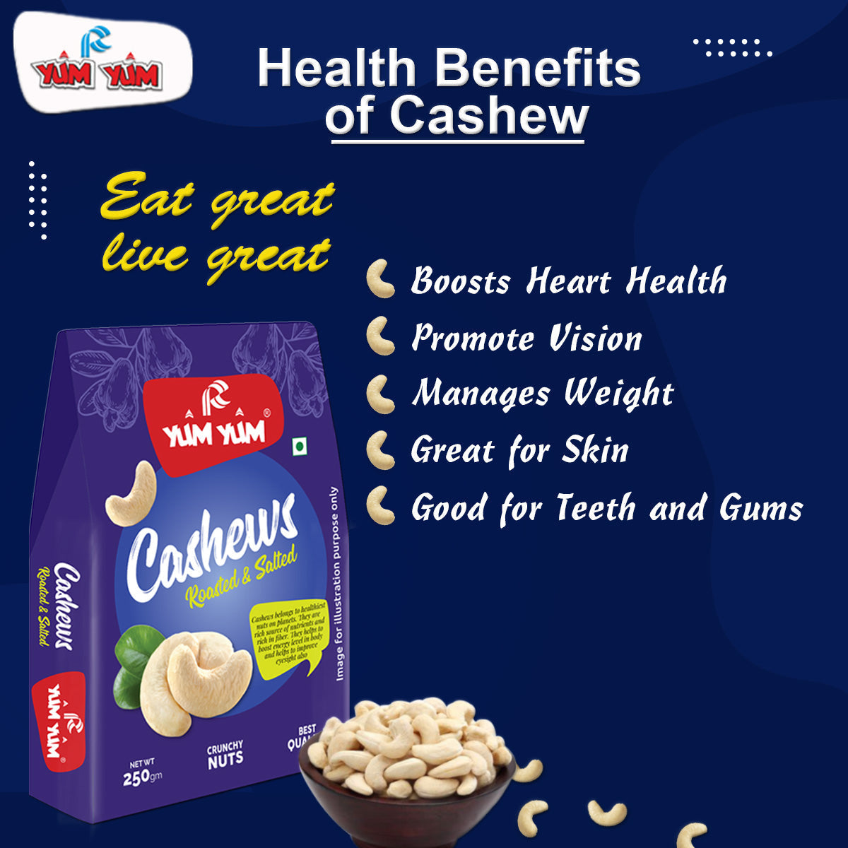 Yum Yum Roasted & Salted Cashews Box  Grab2Buy Yum Yum Grab2Buy
