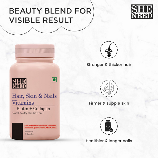 SheNeed Hair, Skin & Nails Vitamins Capsules 
