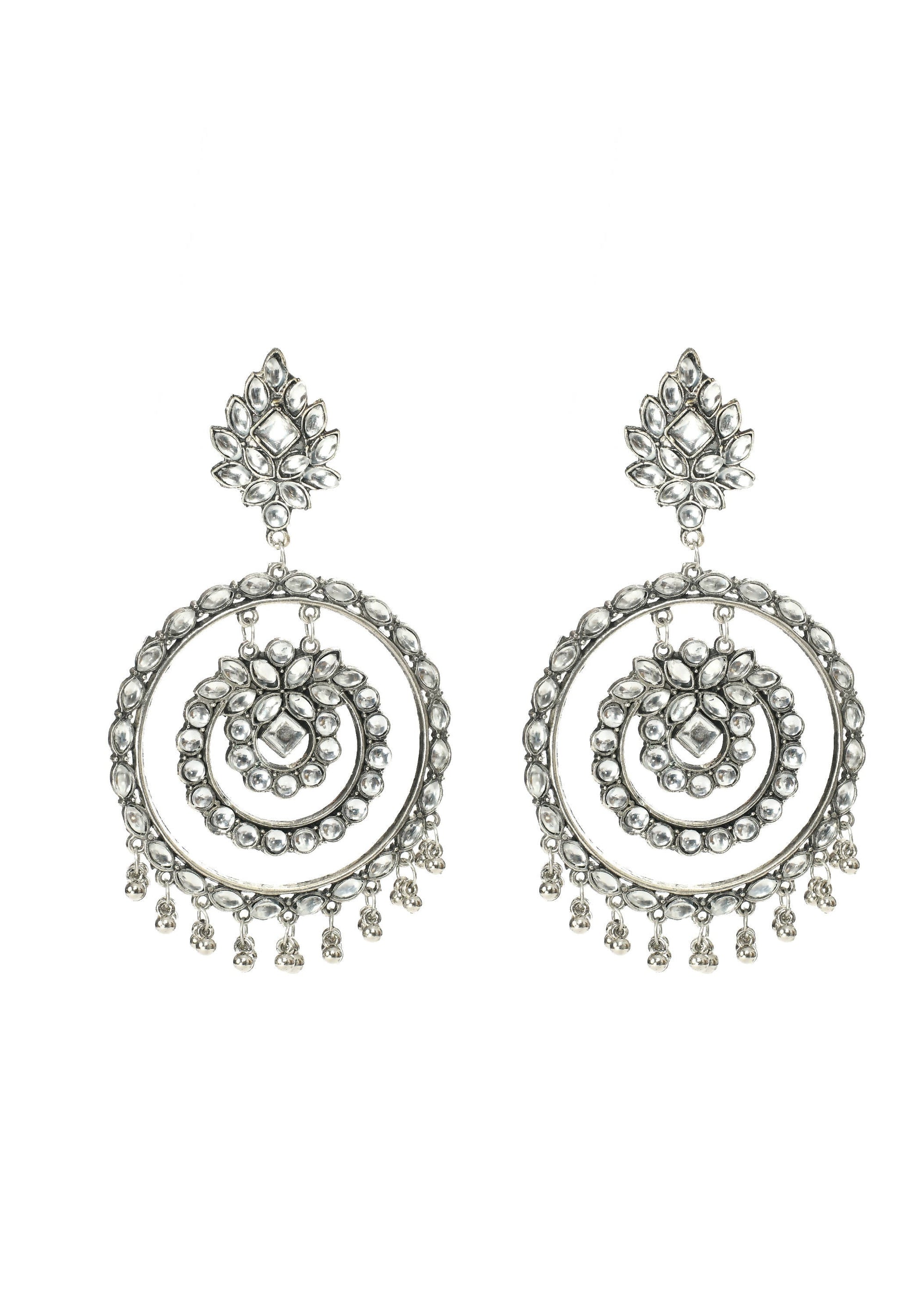 Mominos Fashion Johar Kamal Women's White Kundan Circles Earrings - Grab2buy