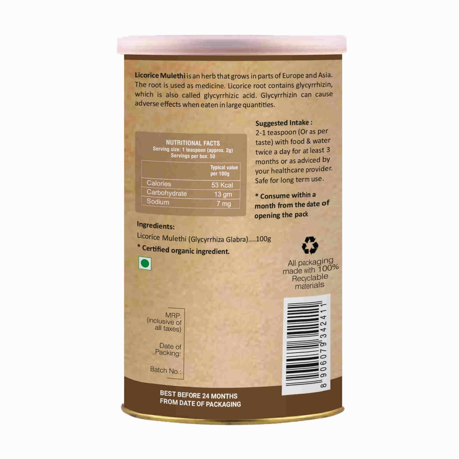 Organic Wellness Licorice Mulethi Powder 