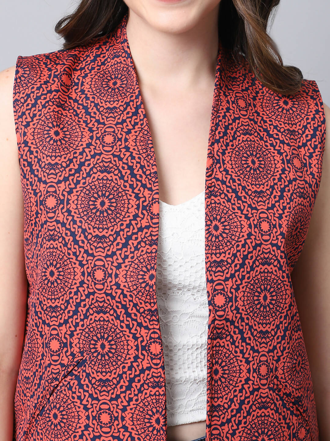 Even Apparels Navy 100% Viscose Rayon Open Front Gillet