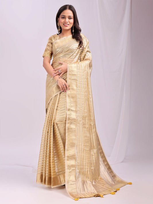 Shree Shyam Fashion Organza Gold Saree