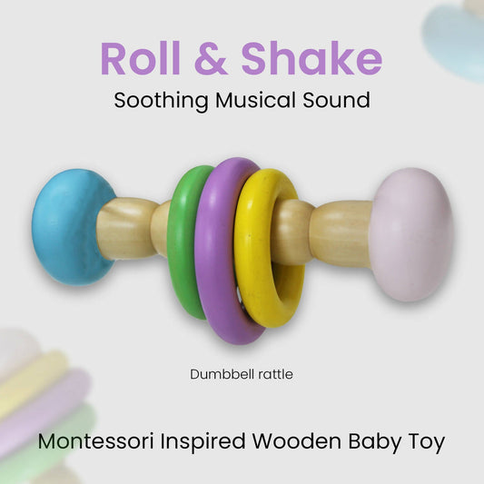 Matoyi Classic Wooden Dumbbell Rattle For Babies - Grab2buy