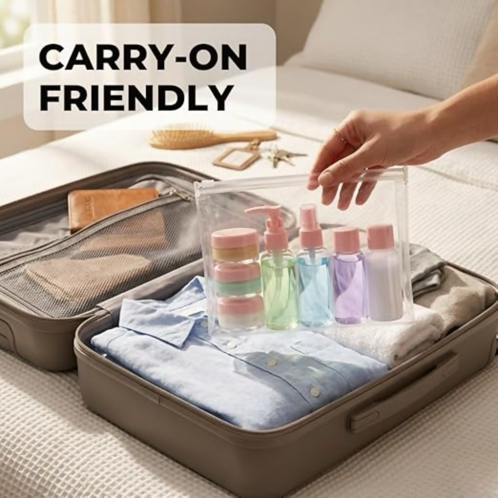 Temperia Travel Bottles for Toiletries - Refillable Empty Mini Containers with Pouch  Grab2Buy Temperia Grab2Buy