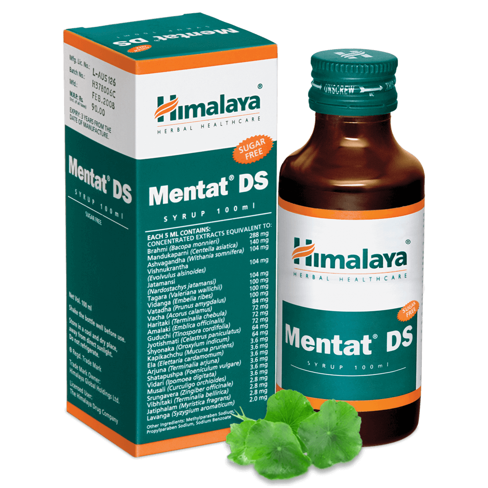 Himalaya Herbals Mentat DS Syrup | Ayurvedic Brain Tonic for Memory, Focus & Cognitive Health 