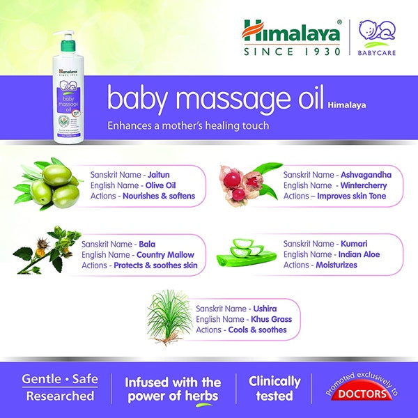 Himalaya Baby Massage Oil | Ayurvedic Nourishing Oil for Baby's Skin, Muscle & Bone Development 