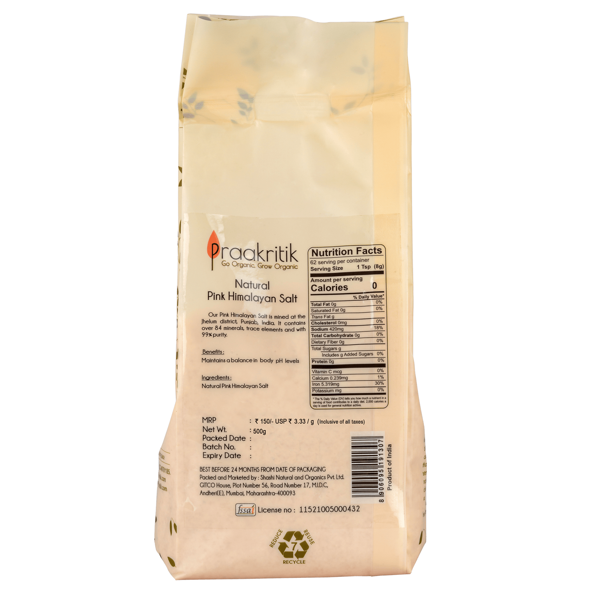 Praakritik Natural Himalayan Pink Salt 