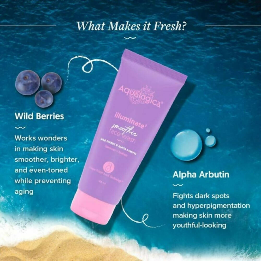 Aqualogica Illuminate+ Smoothie Face Wash With Wild Berries & Alpha Arbutin - Grab2buy