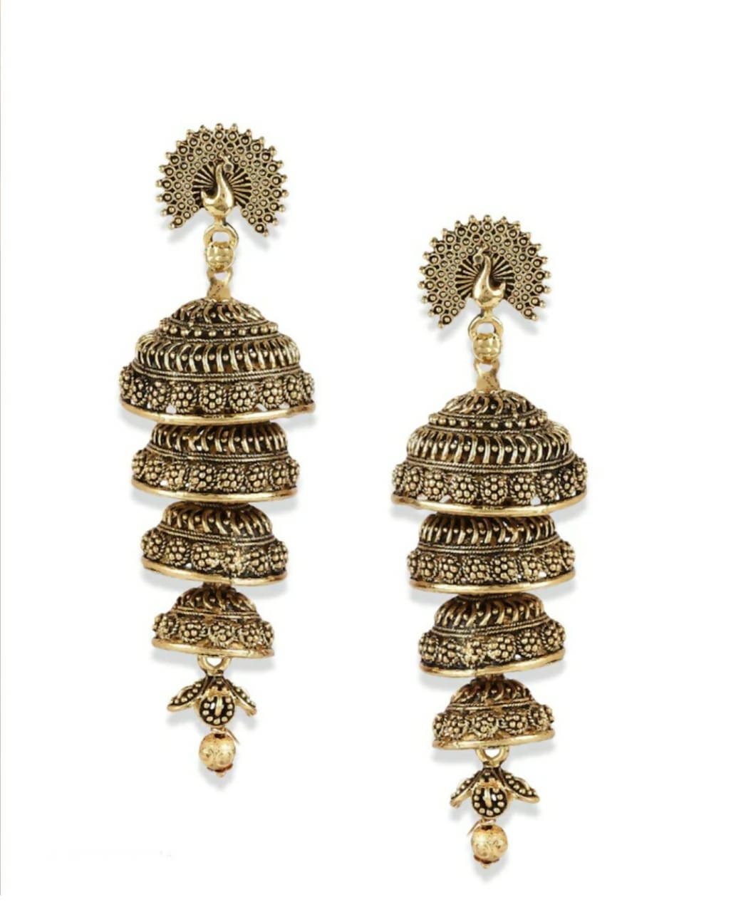 Mominos Fashion Peacock design Golden colour Earrings - Grab2buy
