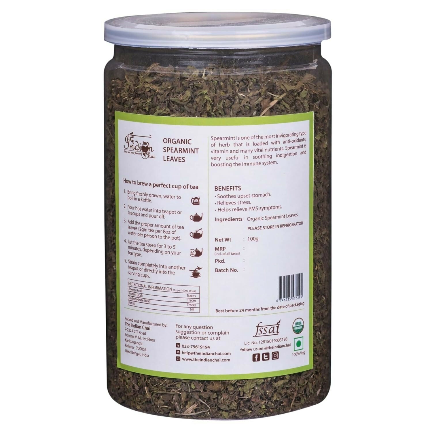 The Indian Chai - Organic Spearmint Tea 