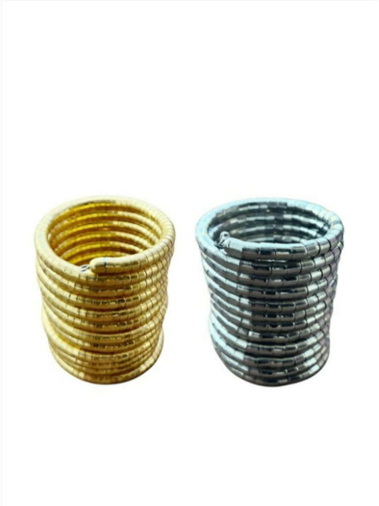 NVR Women Handmade Gold & Silver Polished Viral Spiral Combo Bangles 