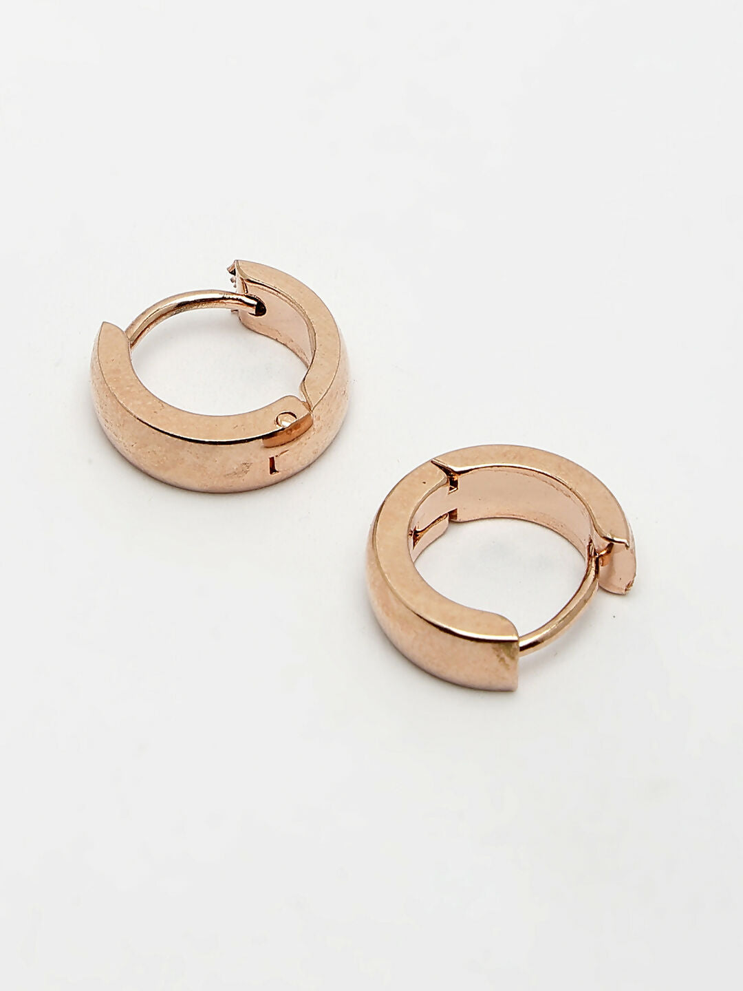 NVR Men's Rose Gold Stainless Steel Hoop Earrings - Grab2buy