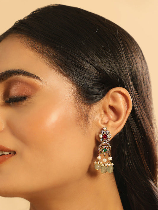 Nuyug 18K Gold Plated Divine Gold Tone Beaded Long Necklace Set 