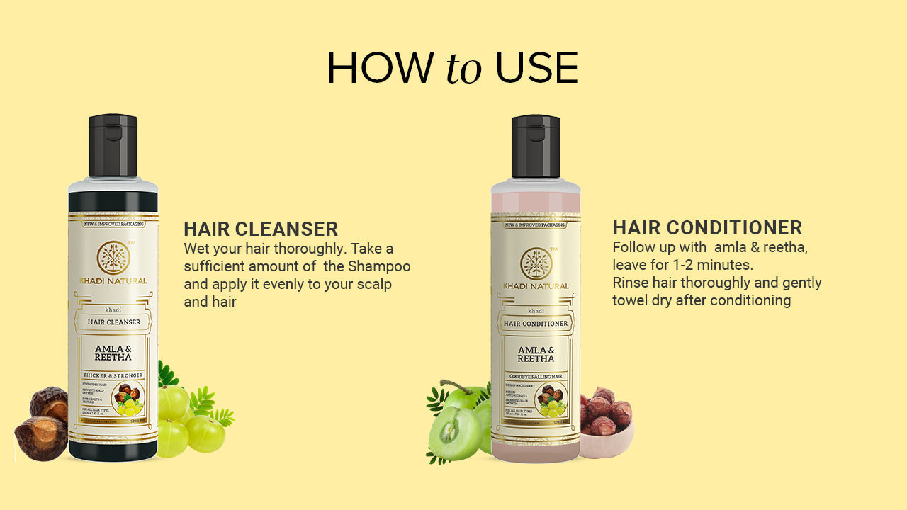 Khadi Natural Amla & Reetha Hair Cleanser & Conditioner Combo – Pack of 2 - 210ml Each 