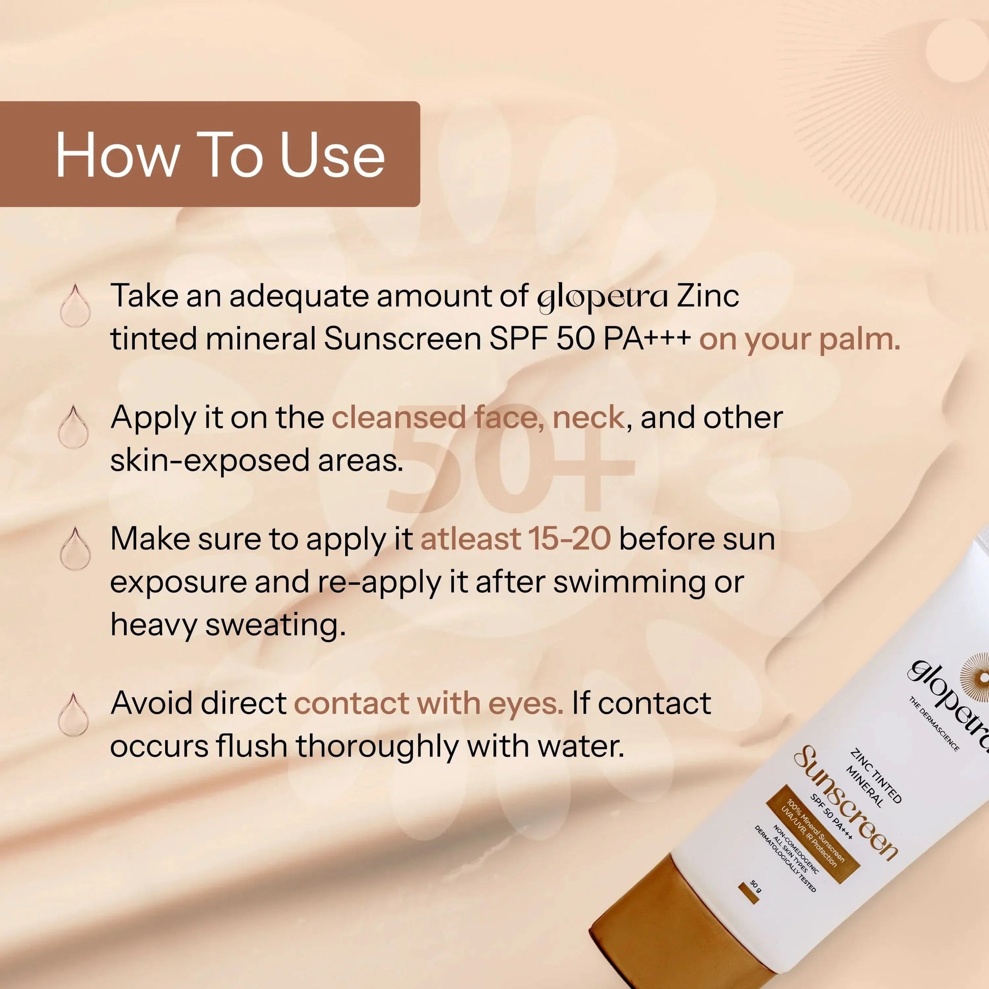 Glopetra Zinc Tinted Mineral Sunscreen Spf 50 Pa+++  Grab2Buy Glopetra Grab2Buy