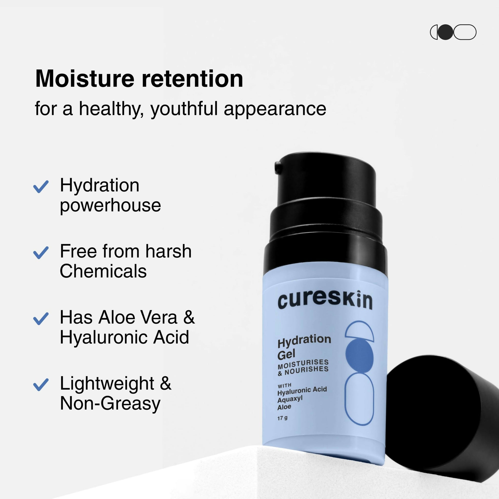 Cureskin Hydration Gel with Hyaluronic Acid, Aquaxyl, Aloe 