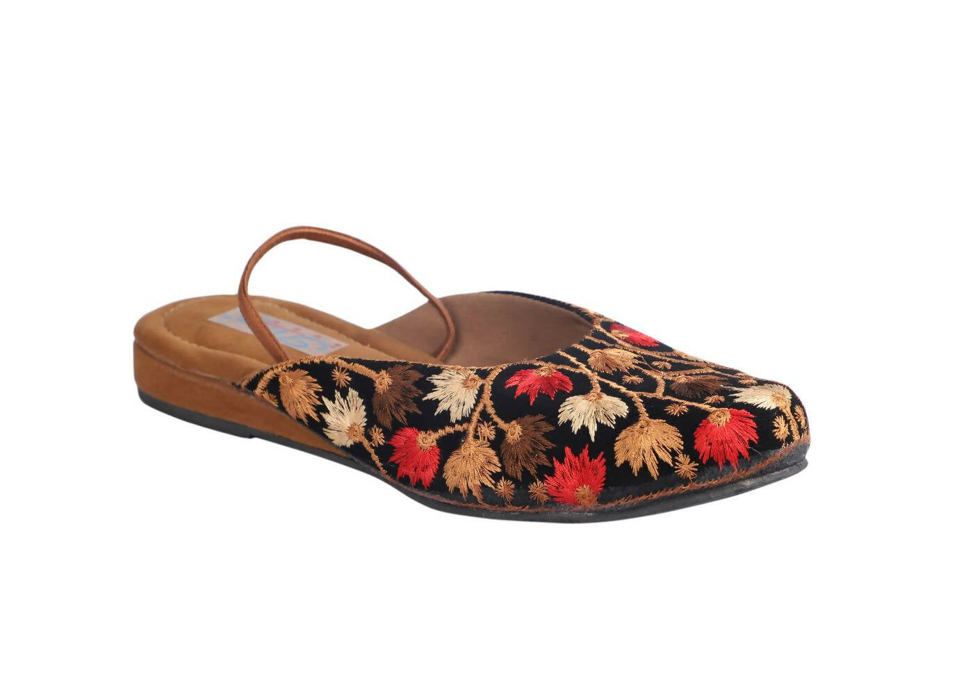 Tiny Bugs Girls Embroidered Strap Ethnic Mojaris - Black  Grab2Buy Tiny Bugs Grab2Buy