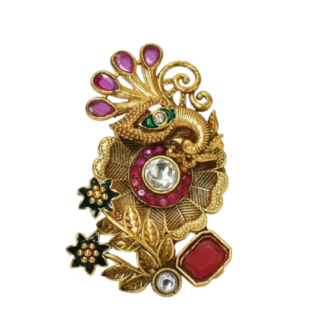 Joban Fashion Women Golden White Ruby Finger Ring 