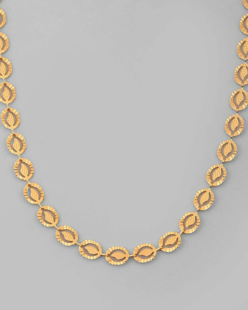 VOJ Women Gold-Polished Self Designed Oval Shaped Chain 