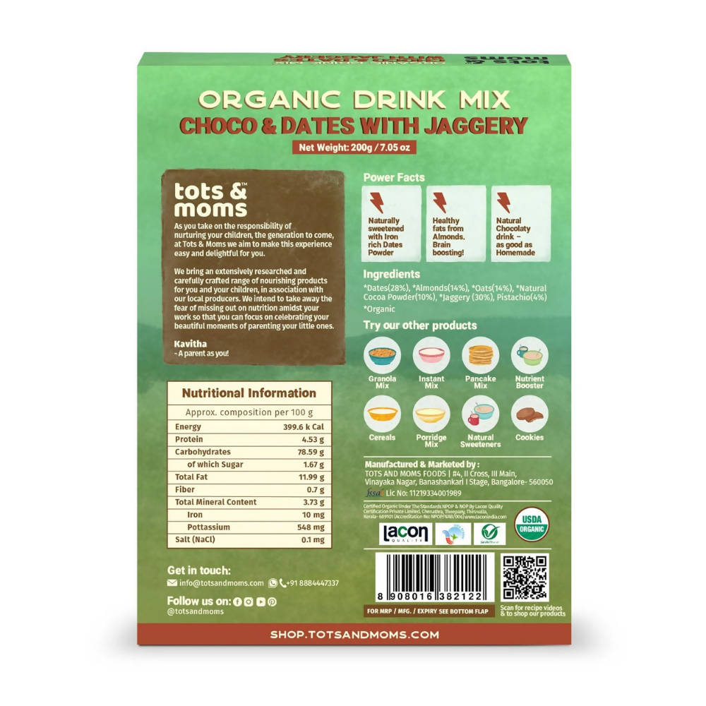 Tots and Moms Organic Choco Dates with Jaggery Drink Mix  Grab2Buy Tots and Moms Grab2Buy