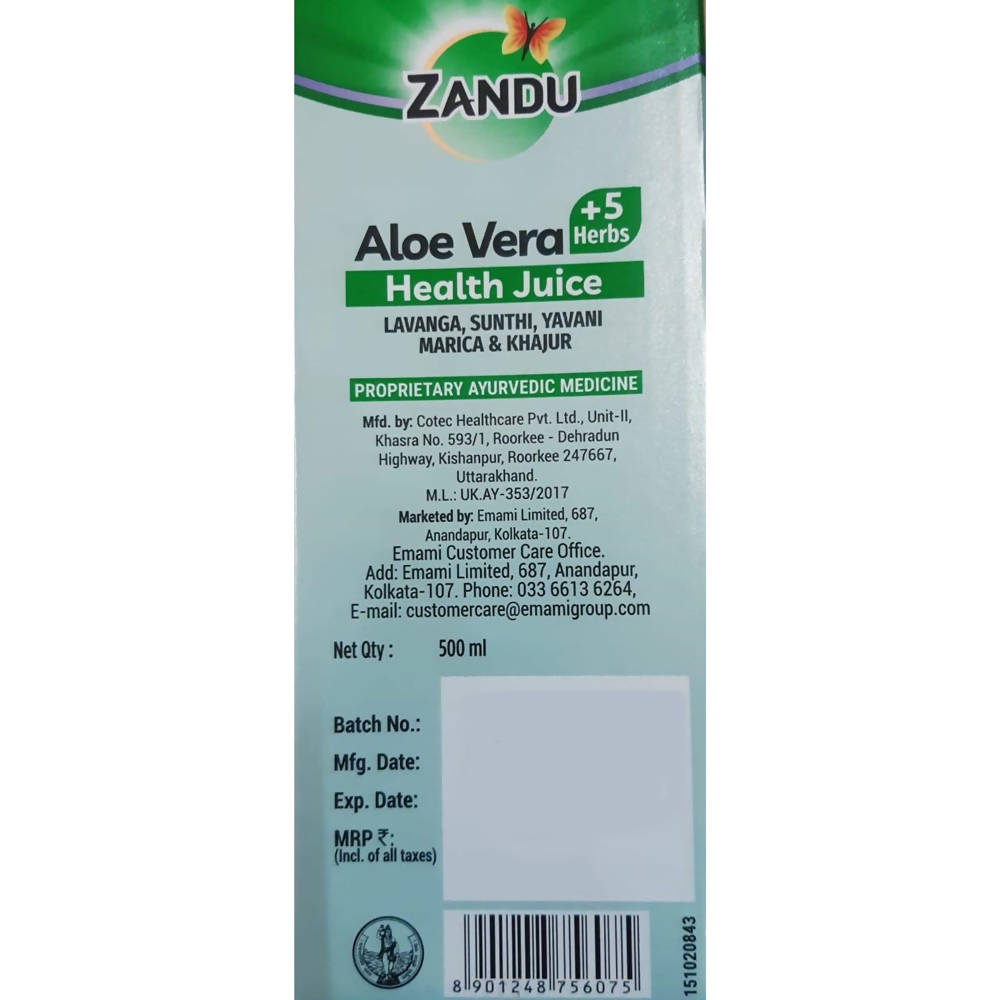 Zandu Aloe Vera And 5 Herbs Health Juice 