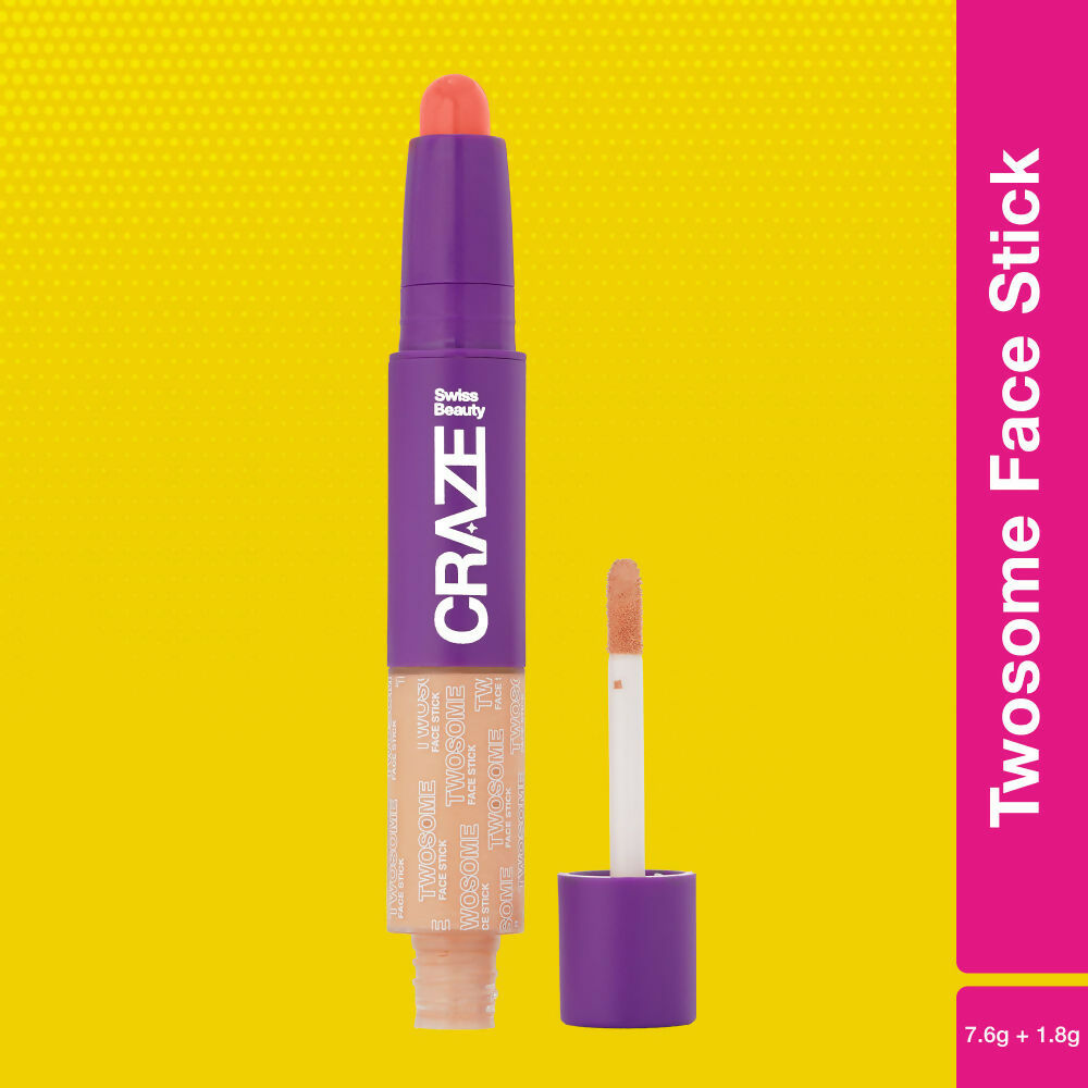 Swiss Beauty Craze Twosome Face Stick 2-In-1 Beauty Wand Concealer and Blush - 3 Medium - Pink 