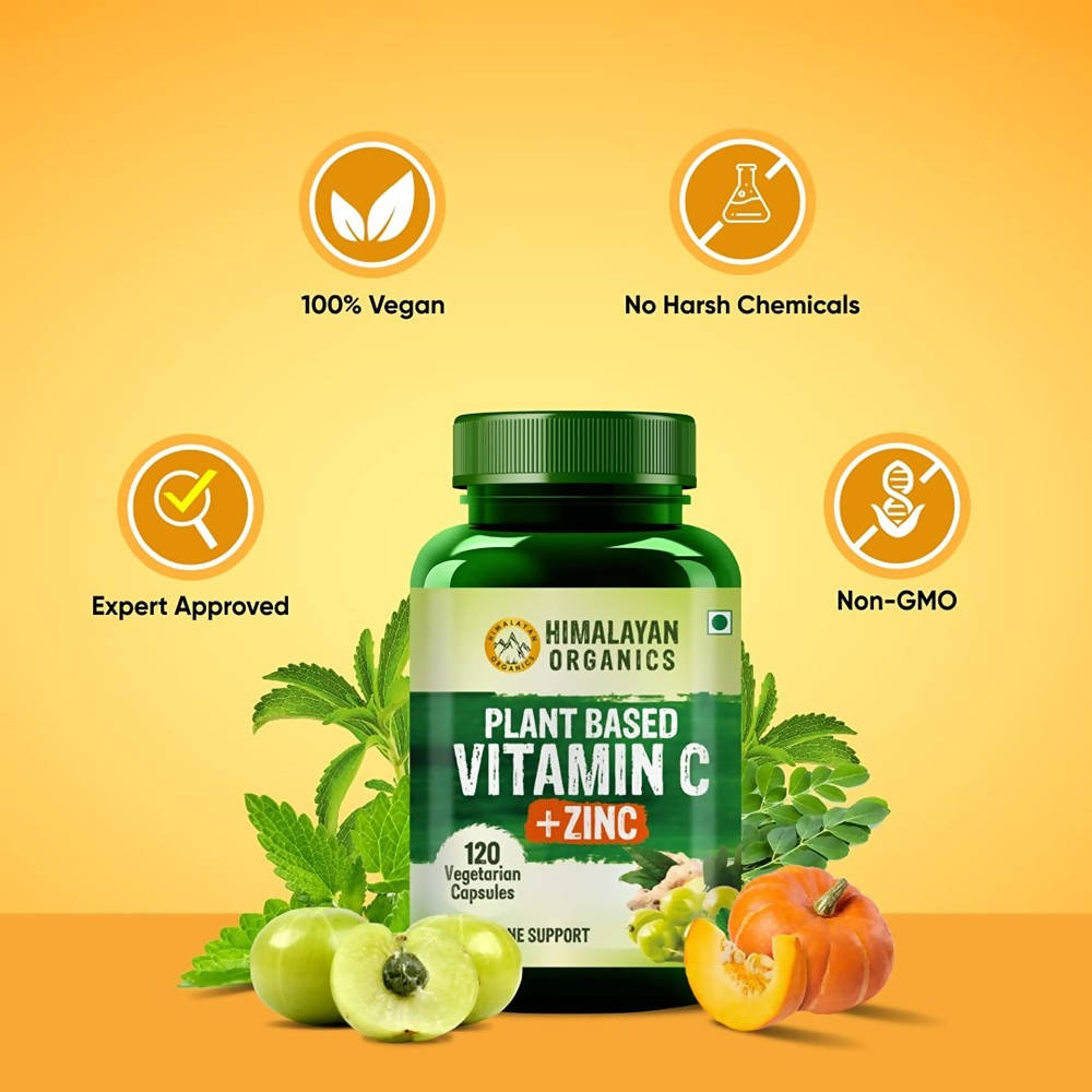 Himalayan Organics Plant Based Vitamin C + Zinc Double Immune Support Vegetarian Capsules 
