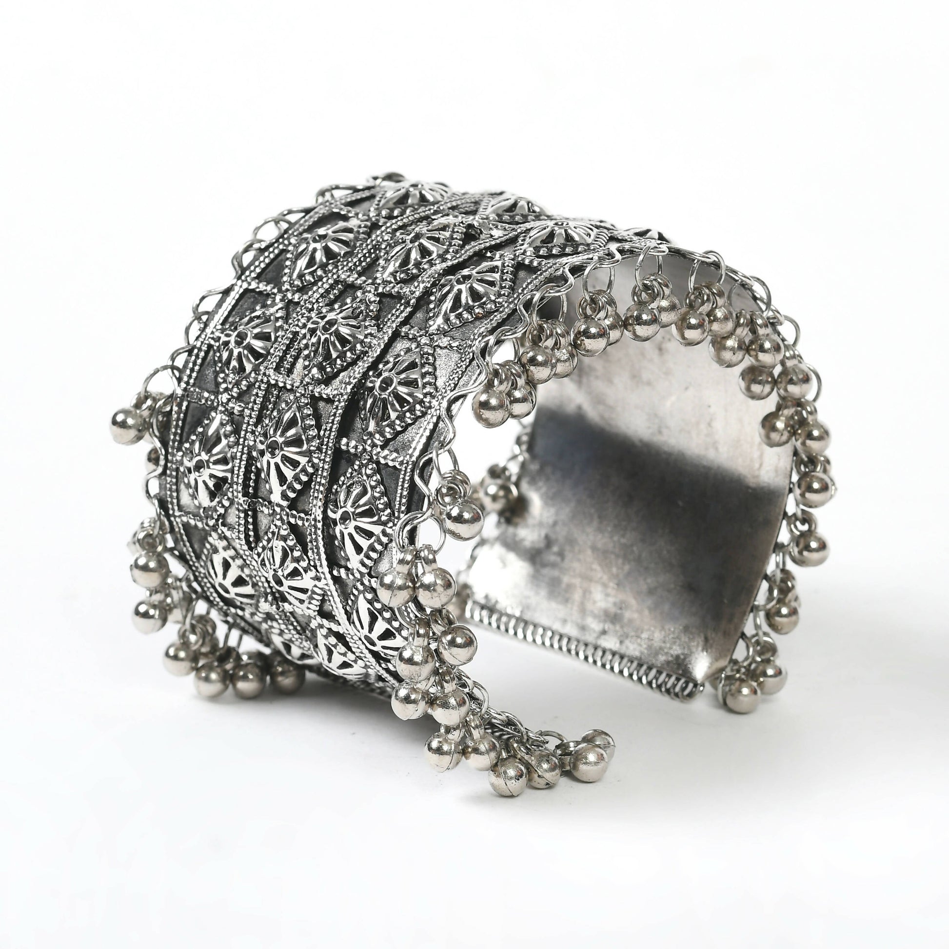 Mominos Fashion Joharkamal Oxidised Silver-Plated Ghungroo Handcraft Bracelet - Design 024 