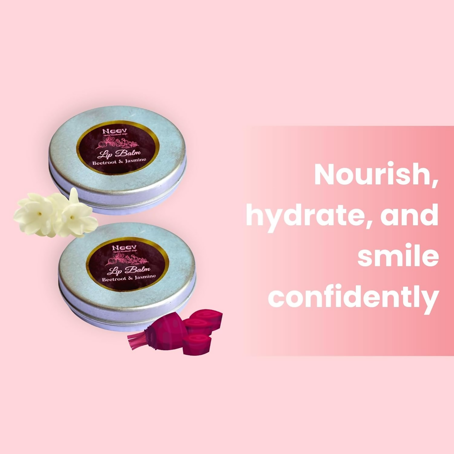 Neev Herbal Handmade Soaps Beetroot & Jasmine Lip Balm