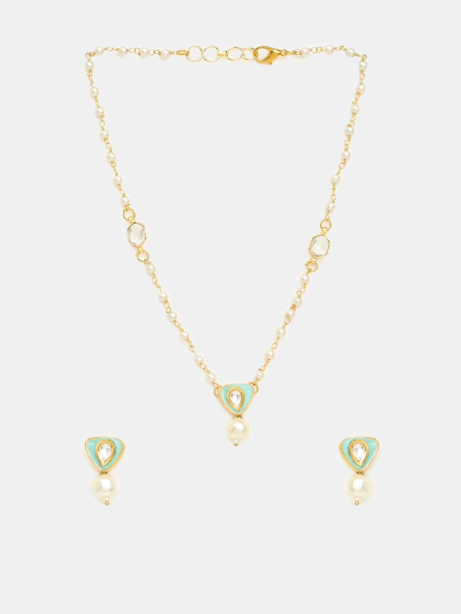 Ruby Raang Ruhani Pearl Necklace And Earrings Set